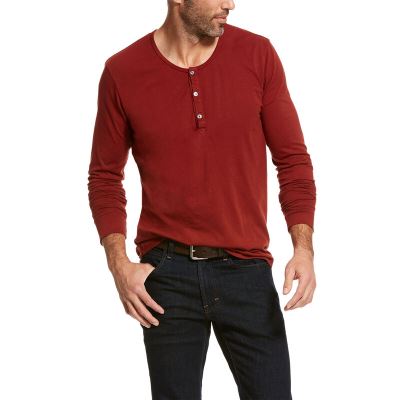 Ariat Long Sleeve - Henley Rood Heren - 14159-104